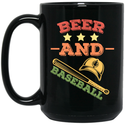 Beer And Baseball, Retro Baseball, American Football, Baseball Gift Black Mug