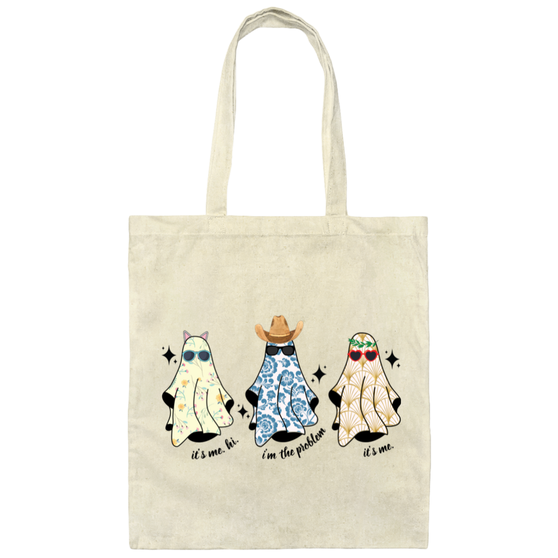 It's Me, Hi, I Am The Problem, It's Me, Three Cute Ghost Canvas Tote Bag
