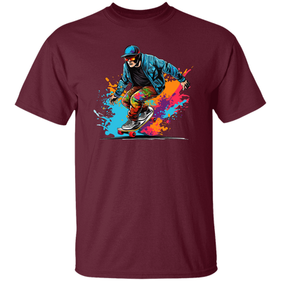 Cool Man, Cool Boy, Boy With Skateboard, Skateboarding Watercolor Unisex T-Shirt