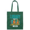 Library Where The Adventures Begin, Love To Adventure Canvas Tote Bag