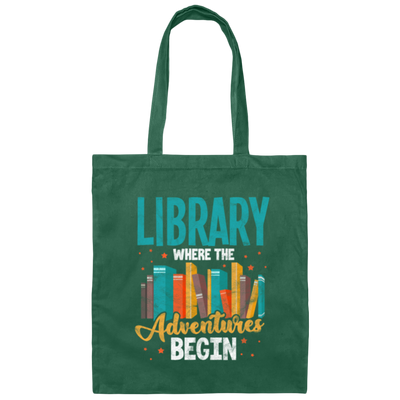 Library Where The Adventures Begin, Love To Adventure Canvas Tote Bag