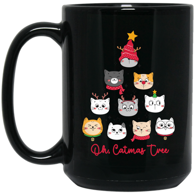 Catmas Tree, Merry Catmas, Cute Cat, Merry Christmas, Trendy Christmas Black Mug