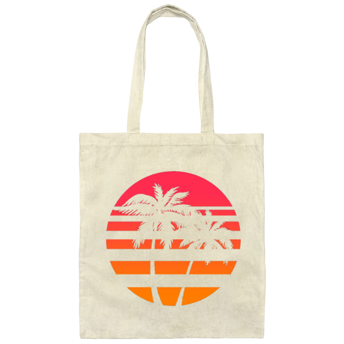 Summer Island Surfer Sea Beach Sun Gift, Palm Trees And Sunset Canvas Tote Bag