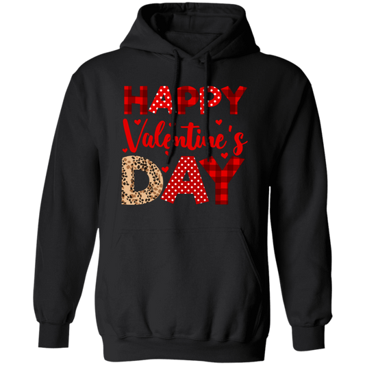 Happy Valentine's Day, Cute Valentine, Leopard Pattern, Valentine's Day, Trendy Valentine Pullover Hoodie