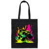 Car Lover Gift, Car In Neon Style, Love Neon Car, Cool Car On Road Canvas Tote Bag