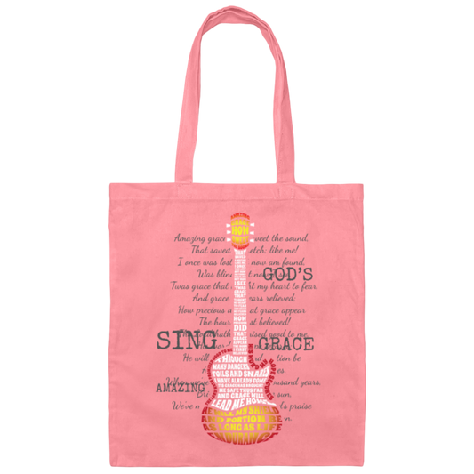 Christian Band, Amazing Guitar Grace, Love Guitar Gift, Best Music Lover Canvas Tote Bag