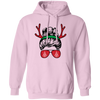 Messy Bun Girl, Girl With Deer Horn, Christmas Tree In Glasses, Merry Christmas, Trendy Chrismas Pullover Hoodie