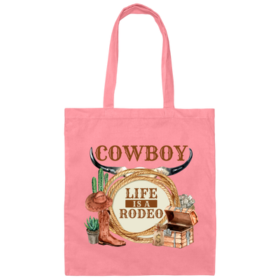 Cowboy Design, Retro Life Is A Rodeo, Love Cowboy Life Canvas Tote Bag