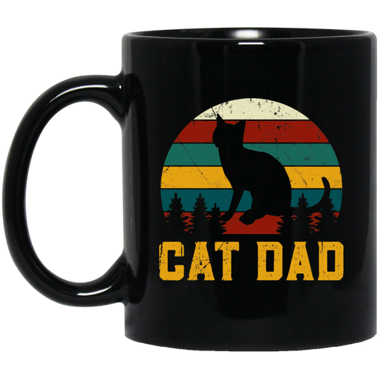 Cat Lover, Retro Cat Dad, Kitten Love Gift, Vintage Cat, Best Of Meow Black Mug