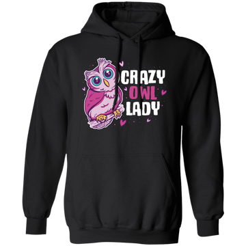 Crazy Owl Lady, Merry Xmas Gift For Owl Lover Purple Tone, Owl In Space Pullover Hoodie