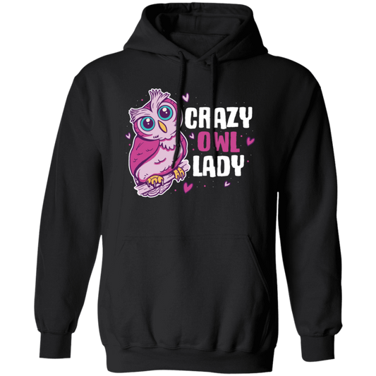 Crazy Owl Lady, Merry Xmas Gift For Owl Lover Purple Tone, Owl In Space Pullover Hoodie