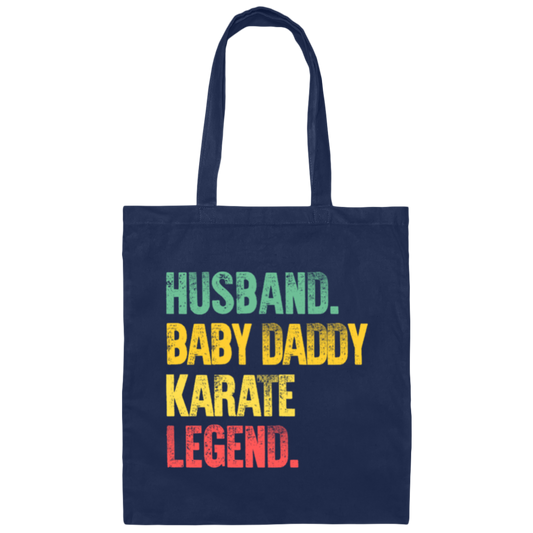 Retro Husband Baby Daddy Karate Legend Dad Canvas Tote Bag