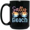 Salty Beach, Summer Vacation, Sunglasses With Sea Black Mug