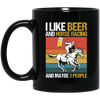 Retro Beer Lover, I Like Beer And Horse Racing And Maybe 3 People Black Mug