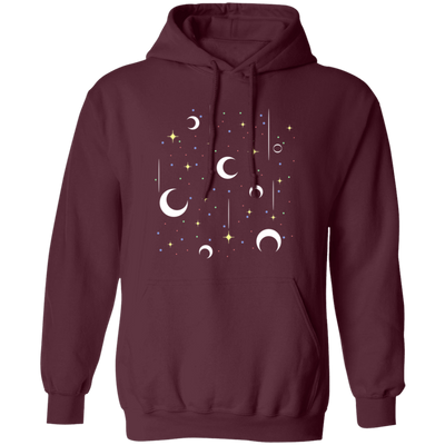 Sky With Full Of Moon And Stars, Full Stars Sky Pullover Hoodie