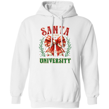 Santa University, Est 1836, Christmas Bow, Merry Christmas Christmas Pullover Hoodie