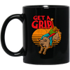 Bull Riding, Get A Grip, Funny Bull, Riding Pun, Best Bull Lover Black Mug