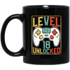 Level 18 Unlocked, Birthday 18th, Video Games Lover, Best 18th Gift Black Mug