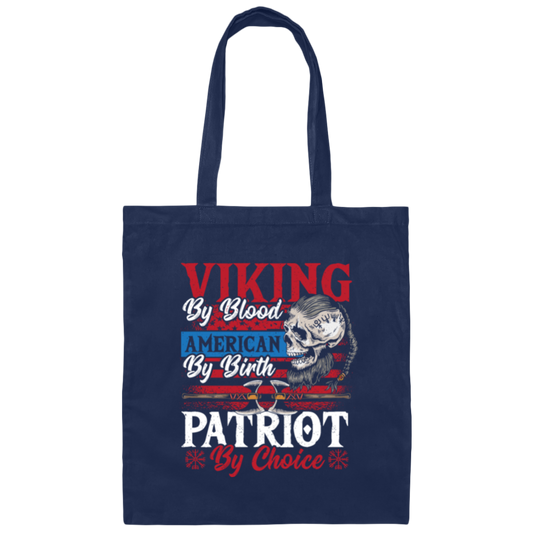 Viking Gift Skull Lover Viking By Blood American By Birthday Patriot By Choice Canvas Tote Bag