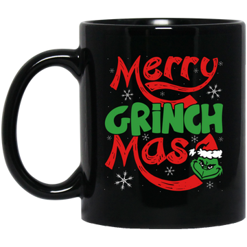 Merry Grinch Mas, Merry Christmas, Grinch Xmas, Funny Grinch, Trendy Halloween Black Mug