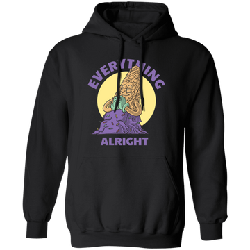 Everything Is Alright, Cartoon Smiling Spilled Ice Cream Pullover Hoodie