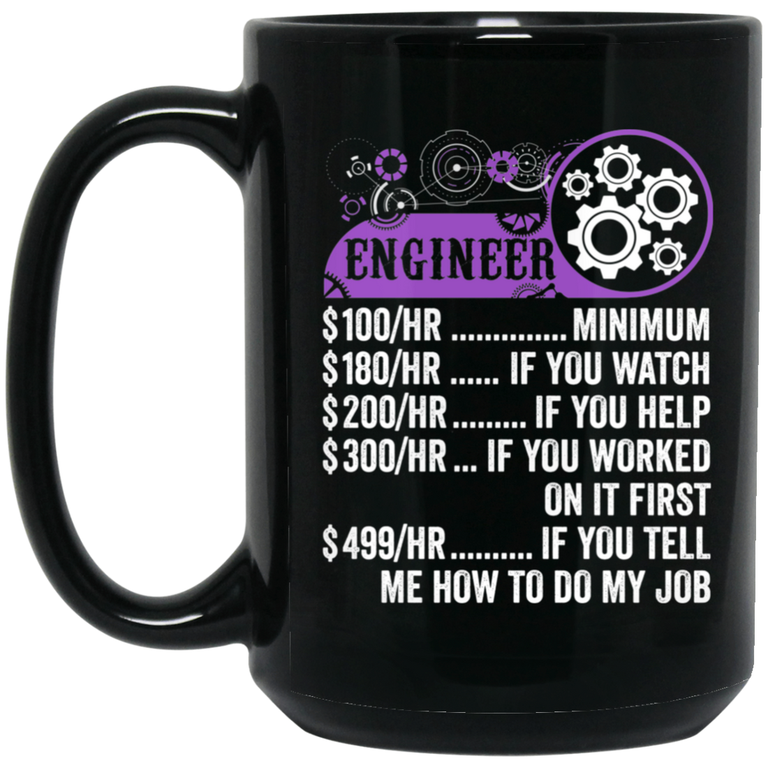 Engineer Hourly Rate, Funny Engineer, Best Of Engineer Black Mug