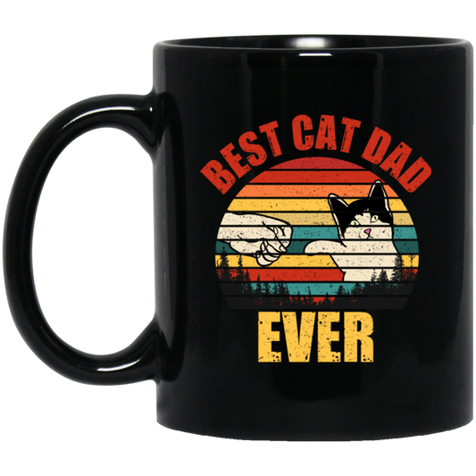 Best Cat Dad Ever, Daddy Kitten, Meow Gift, Cute Cat, Retro Cat Black Mug