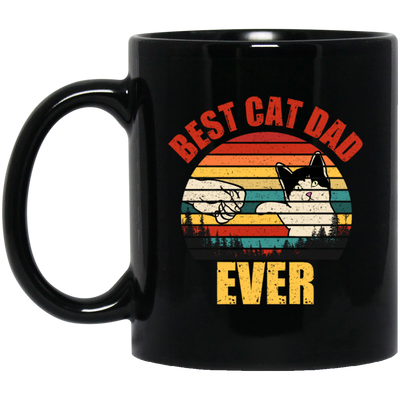 Best Cat Dad Ever, Daddy Kitten, Meow Gift, Cute Cat, Retro Cat Black Mug