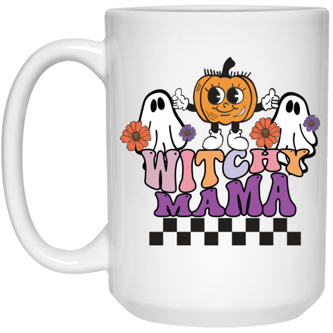 Witchy Mama, Pumpkin And Boos, Spooky Halloween White Mug