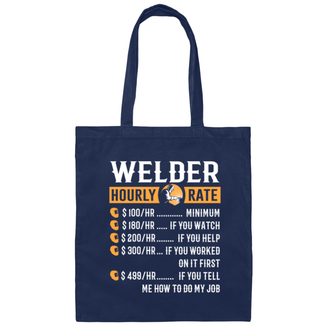 Welder Gift Love, Hourly Rate, High Rate, Welding Gift Canvas Tote Bag