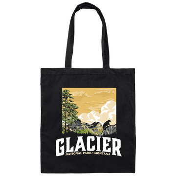 Glacier National Park, WPA Style Vintage Montana Canvas Tote Bag