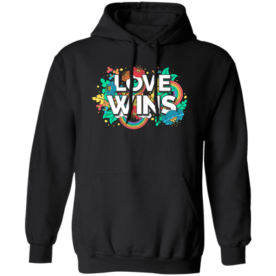 Love Wins, Rainbow Love, Flower Love, Colorful Love Pullover Hoodie