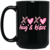 Xoxo, Hug And Kisses, Valentine's Day, Leopard Valentine, Valentine's Day, Trendy Valentine Black Mug