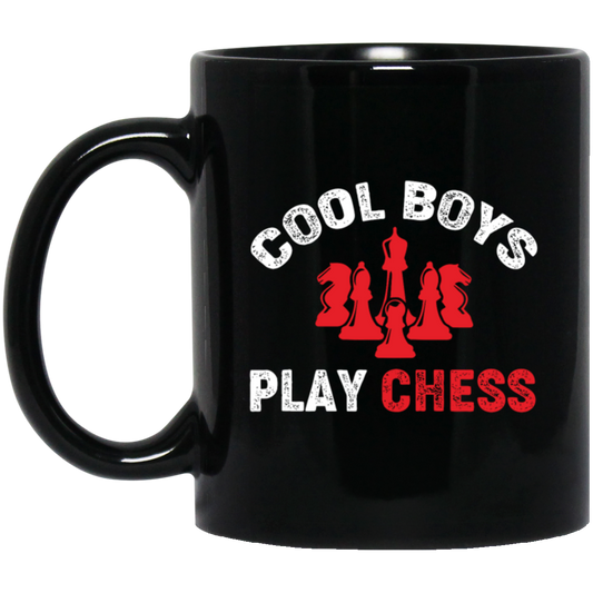 Cool Boys Play Chess, Chess Player, Chess Team Black Mug