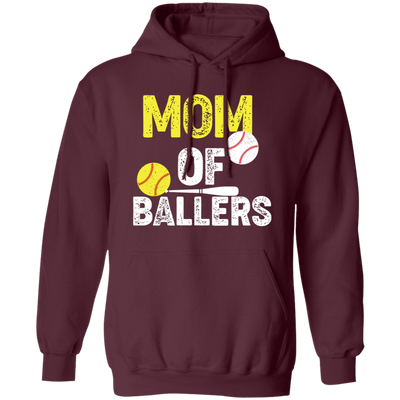 Mom Of Ballers, Baseball Sport, Retro Baseball Player Pullover Hoodie