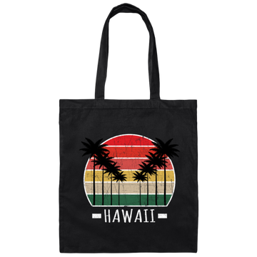 Retro Vintage Palm Trees Hawaii, Surfing Canvas Tote Bag