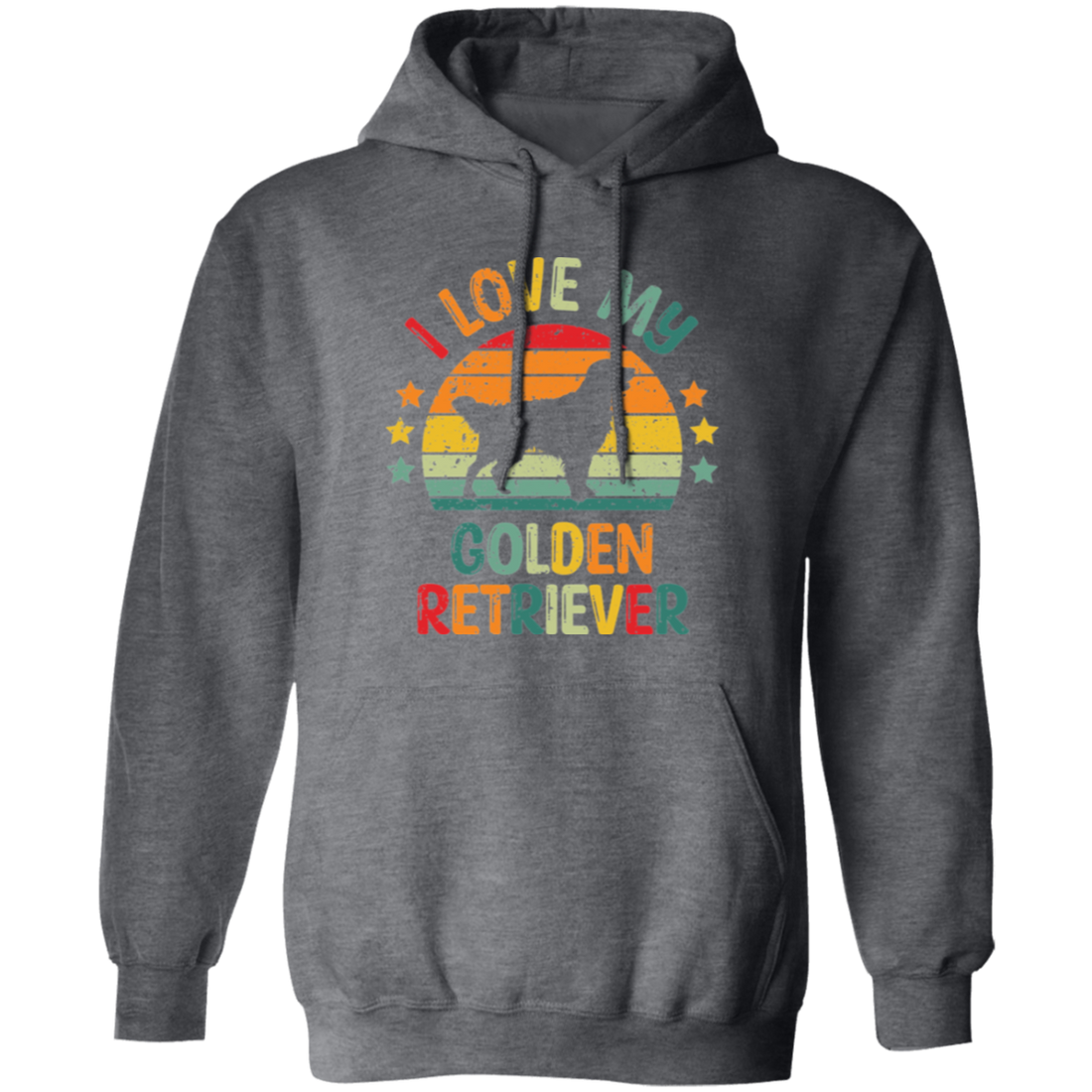 I Love My Golden Retriever, Retro Golden, Golden Silhouette Pullover Hoodie