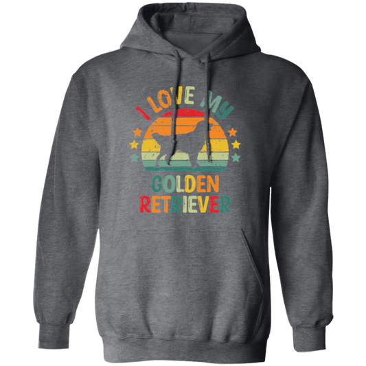 I Love My Golden Retriever, Retro Golden, Golden Silhouette Pullover Hoodie