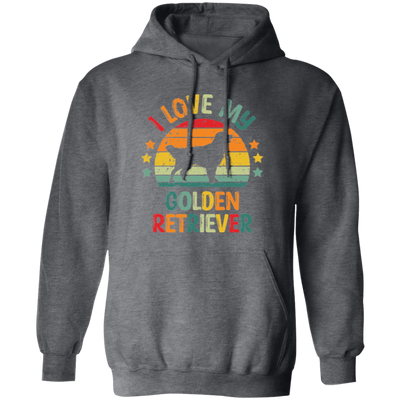 I Love My Golden Retriever, Retro Golden, Golden Silhouette Pullover Hoodie