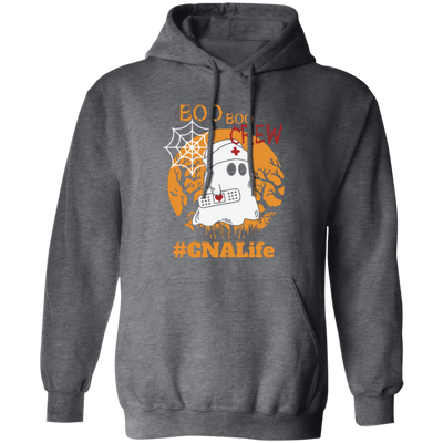 This trendy Halloween Pullover Hoodie features "CNA Life," "Boo Boo Crew," and "Nurse Ghost" designs, perfect for nurses looking to express their style this Halloween season. Crafted with an ultra-soft blend of cotton and polyester, this hoodie offers maximum comfort and warmth.