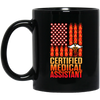 Medical Assistant Gift, CMA Certified Medical Assistant Fire Flag, US Flag Black Mug