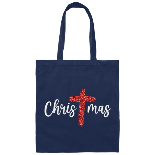 Red Glitter Christmas, Pastor Gift, Merry Christmas, Red Christian, Trendy Chrismas Canvas Tote Bag