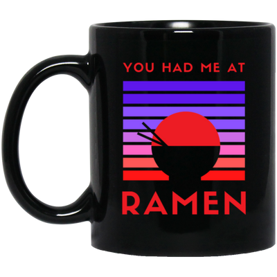 Love Ramen Noodle Abstract, Retro Feeling Hungry, Ramen Lover Black Mug