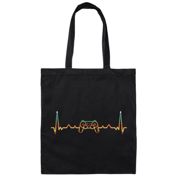 Retro video gaming with heartbeat line Canvas Tote Bag