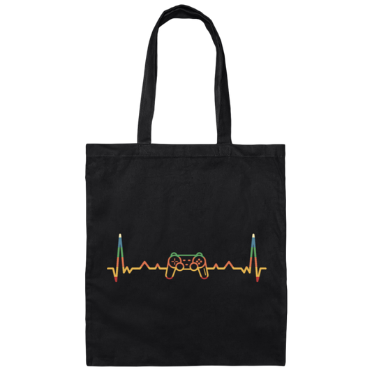 Retro video gaming with heartbeat line Canvas Tote Bag