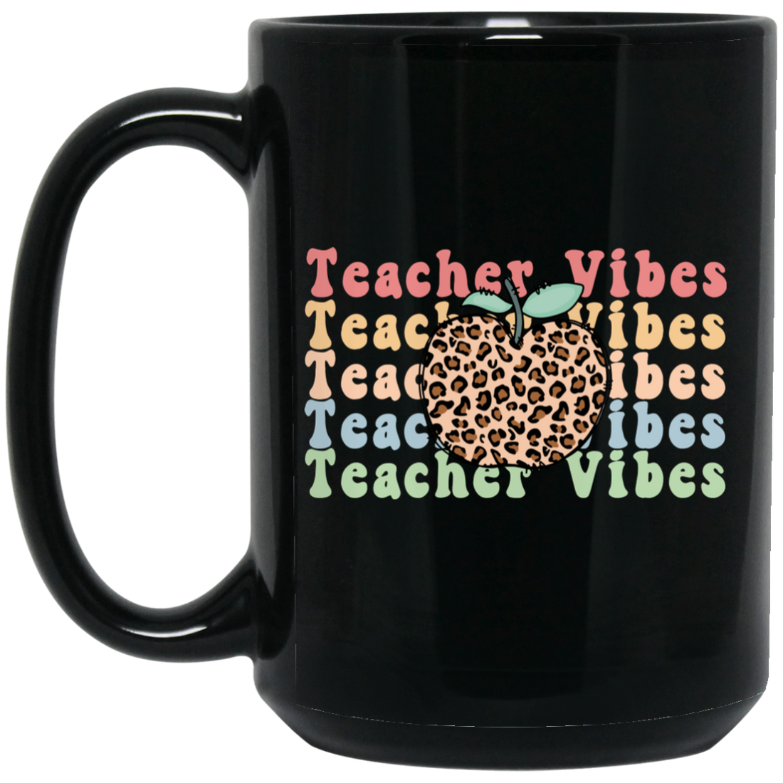 Teacher Vibes, Apple Lover, Apple Vibes, Groovy Teacher Black Mug