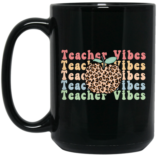 Teacher Vibes, Apple Lover, Apple Vibes, Groovy Teacher Black Mug