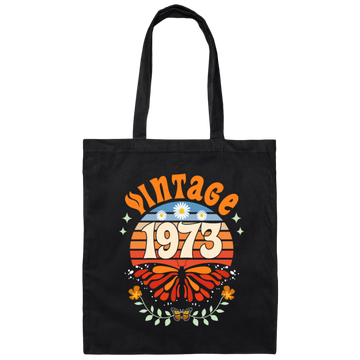 Vintage 1973 Birthday Gift Retro Butterfly 1973 Canvas Tote Bag