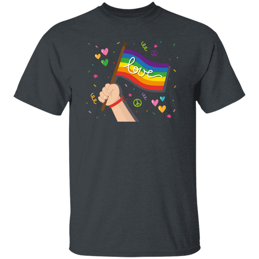 Pride Month, LGBT Gifts, LGBT Flag, Love And Peace Unisex T-Shirt