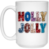 Holly Jolly, Sequin Holly Jolly, Blink Glitter Christmas, Merry Christmas, Trendy Christmas White Mug